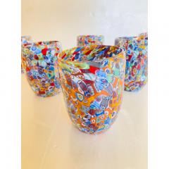  SimoEng Set of 6 Multicolor Floral Murrine Glasses in the Style of Murano Glass - 3968373