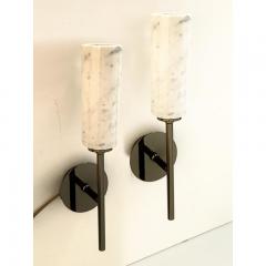  SimoEng Set of Two Contemporary Black Nickel Carrara Marble Wall Sconces - 3660162
