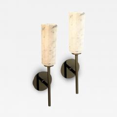  SimoEng Set of Two Contemporary Black Nickel Carrara Marble Wall Sconces - 3661776