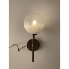  SimoEng Set of Two Contemporary Gradient White Sphere in Black Nikel Wall Sconces - 3634542