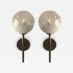  SimoEng Set of Two Contemporary Gradient White Sphere in Black Nikel Wall Sconces - 3635917