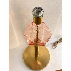  SimoEng Set of Two Contemporary Italian Pink Murano Style Glass Table Lamps - 4086540