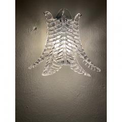  SimoEng Set of Two Contemporary Italian Transparent Felci Murano Glass Wall Sconce - 3677469