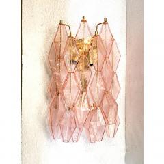  SimoEng Set of Two Contemporary Pink Poliedri Murano Glass Gold 24k Wall Sconces - 4209016