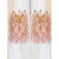  SimoEng Set of Two Contemporary Pink Poliedri Murano Glass Gold 24k Wall Sconces - 4209017