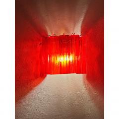  SimoEng Set of Two Contemporary Red Tronchi Murano Style Glass Wall Sconces - 4086870