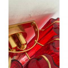 SimoEng Set of Two Contemporary Red Tronchi Murano Style Glass Wall Sconces - 4086871