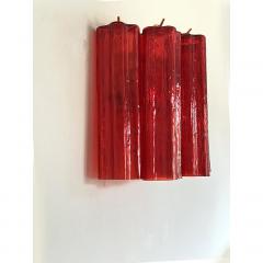  SimoEng Set of Two Contemporary Red Tronchi Murano Style Glass Wall Sconces - 4086873