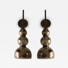  SimoEng Set of Two Contemporary Smoked in Black Nickel Wall Sconces - 3635918