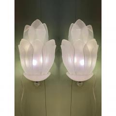  SimoEng Set of Two Contemporary Venetian Sanded Murano Style Glass Floreal Wall Sconces - 4086685