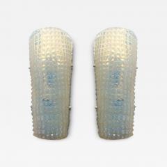  SimoEng Set of Two Crocodile Opalino Murano Glass Wall Sconces - 3663964
