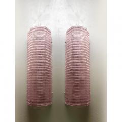  SimoEng Set of Two Diamanted Pink Rectangular Murano Glass Wall Sconce - 3612401