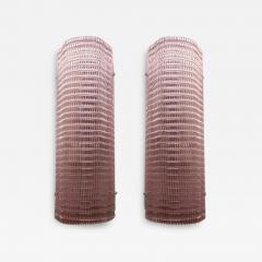  SimoEng Set of Two Diamanted Pink Rectangular Murano Glass Wall Sconce - 3614923