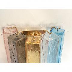  SimoEng Set of Two Multicolored Squares Bark Murano Glass Wall Sconces - 4086859