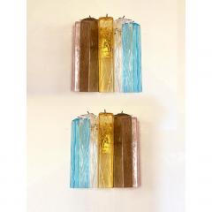  SimoEng Set of Two Multicolored Squares Bark Murano Glass Wall Sconces - 4086863