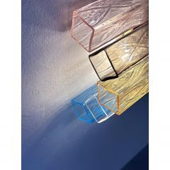  SimoEng Set of Two Multicolored Squares Bark Murano Glass Wall Sconces - 4086865