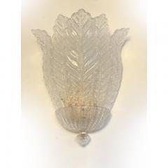  SimoEng Set of Two Transparent Graniglia Leaf Murano Glass Wall Sconces - 3573256