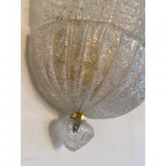  SimoEng Set of Two Transparent Graniglia Leaf Murano Glass Wall Sconces - 3573260