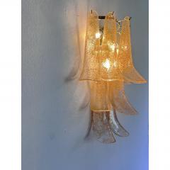  SimoEng Set of Two Transparent and Gold Selle Murano Glass Wall Sconce - 4718610
