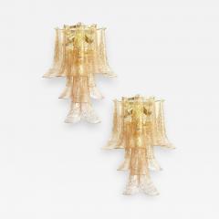  SimoEng Set of Two Transparent and Gold Selle Murano Glass Wall Sconce - 4719041