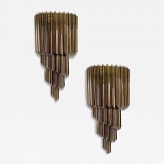  SimoEng Set of Two Venetian Fum Quadriedro Murano Glass Wall Sconces - 4031097