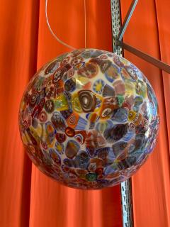  SimoEng Small Milky White Sphere in Murano Style Glass With Multicolored Murrine - 2830702