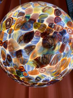  SimoEng Small Milky White Sphere in Murano Style Glass With Multicolored Murrine - 2830706