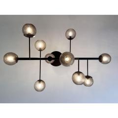  SimoEng Smoked Fum Ballotton Spheres Attributed to Murano Glass Sputnik Chandelier - 4350094