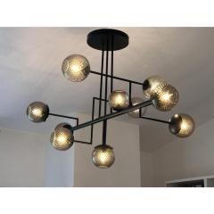  SimoEng Smoked Fum Ballotton Spheres Attributed to Murano Glass Sputnik Chandelier - 4350095