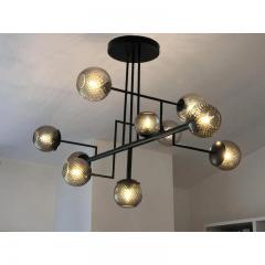  SimoEng Smoked Fum Ballotton Spheres Attributed to Murano Glass Sputnik Chandelier - 4602710