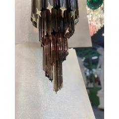  SimoEng Smoked and Clear Quadriedro Cascade Chandelier Murano Glass - 3634477