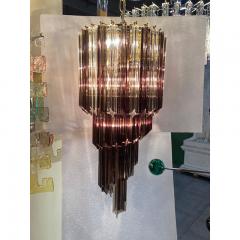  SimoEng Smoked and Clear Quadriedro Cascade Chandelier Murano Glass - 3634481