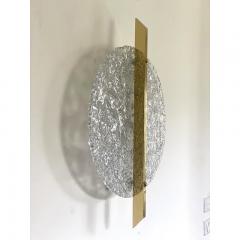  SimoEng Transparent With Silver Leaf Murano Glass Disc and Brass Metal Frame - 3602500