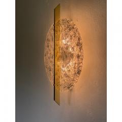  SimoEng Transparent With Silver Leaf Murano Glass Disc and Brass Metal Frame - 3602502