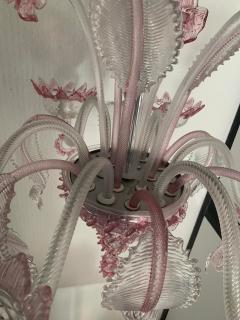  SimoEng Transparent and Pink Murano Style Glass Chandelier With Flowers and Leaves - 2824914