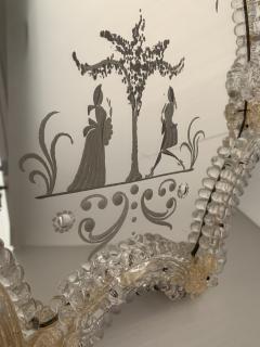  SimoEng Transparent and gold Murano glass mirror frame with flowers - 2874089