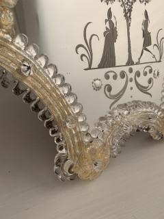  SimoEng Transparent and gold Murano glass mirror frame with flowers - 2874090