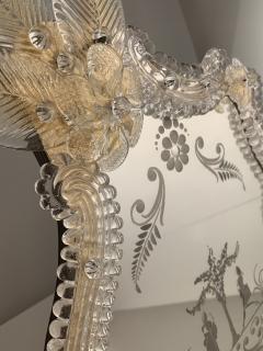  SimoEng Transparent and gold Murano glass mirror frame with flowers - 2874091