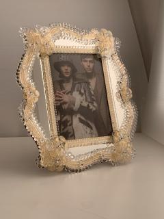  SimoEng Transparent and gold Murano glass photo frame with flowers rare artigian - 2874082