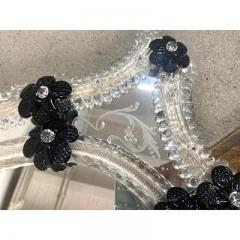  SimoEng Venetian Black Floreal Hand Carving Mirror in Murano Glass Style - 3336306