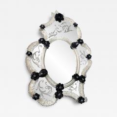  SimoEng Venetian Black Floreal Hand Carving Mirror in Murano Glass Style - 3341639