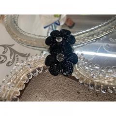  SimoEng Venetian Black Floreal Hand Carving Mirror in Murano Glass Style - 3345753