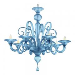  SimoEng Venetian Blue Satin Murano Glass Chandelier by Simoeng - 4685766