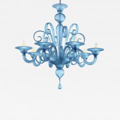 SimoEng Venetian Blue Satin Murano Glass Chandelier by Simoeng - 4689322