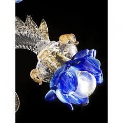  SimoEng Venetian Blue and Gold Flowers Murano Style Glass Chandelier - 3965002