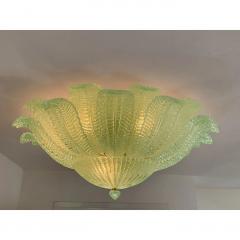  SimoEng Venetian Green Leafs Murano Style Glass Flush Mount - 4028837