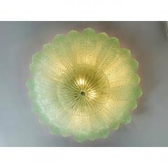  SimoEng Venetian Green Leafs Murano Style Glass Flush Mount - 4028839