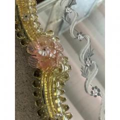  SimoEng Venetian Oval Gold and Pink Floreal Hand Carving Mirror in Murano Glass Style - 3336260