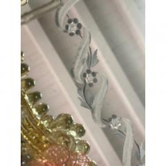 SimoEng Venetian Oval Gold and Pink Floreal Hand Carving Mirror in Murano Glass Style - 3345743