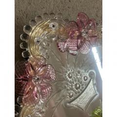  SimoEng Venetian Oval Green and Pink Floreal Hand Carving Mirror in Murano Glass Style - 3345696